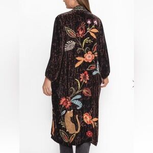 Johnny Was Isabella Velvet Bishop Sleeve Kimono Coat XL Leopard Print Animal